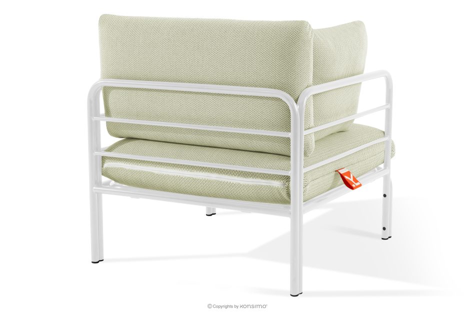 RAMBE Gartenmöbel-Set 2x Sessel, Dreisitzer-Sofa, Tisch weiß/hellgrün/weiß weiß/hellgrün/weiß - Foto 7