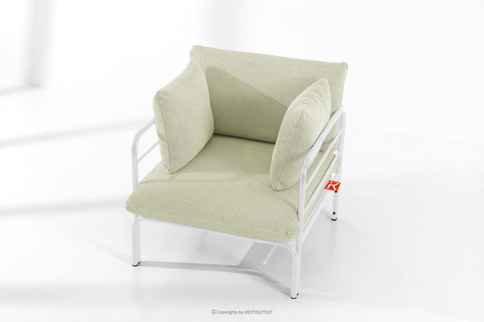 RAMBE Gartenmöbel-Set 2x Sessel, Dreisitzer-Sofa, Tisch weiß/hellgrün/weiß weiß/hellgrün/weiß - Foto 17