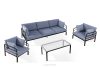 RAMBE Gartenmöbel-Set 2x Sessel, Dreisitzer-Sofa, Tisch anthrazit/marineblau/weiß anthrazit/marineblau/weiß - Foto 1