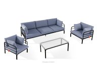 Gartenmöbel-Set 2x Sessel, Dreisitzer-Sofa, Tisch anthrazit/marineblau/weiß