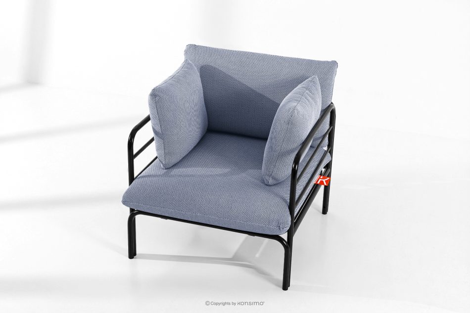 RAMBE Gartenmöbel-Set 2x Sessel, Dreisitzer-Sofa, Tisch anthrazit/marineblau/weiß anthrazit/marineblau/weiß - Foto 17