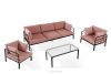 RAMBE Gartenmöbel-Set 2x Sessel, Dreisitzer-Sofa, Tisch anthrazit/rot/weiß anthrazit/rot/weiß - Foto 1