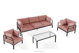 RAMBE, https://konsimo.de/kollektion/rambe/ Gartenmöbel-Set 2x Sessel, Dreisitzer-Sofa, Tisch anthrazit/rot/weiß anthrazit/rot/weiß - Foto