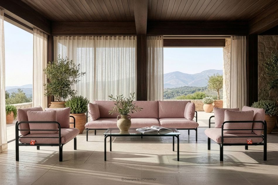 RAMBE Gartenmöbel-Set 2x Sessel, Dreisitzer-Sofa, Tisch anthrazit/rot/weiß anthrazit/rot/weiß - Foto 18