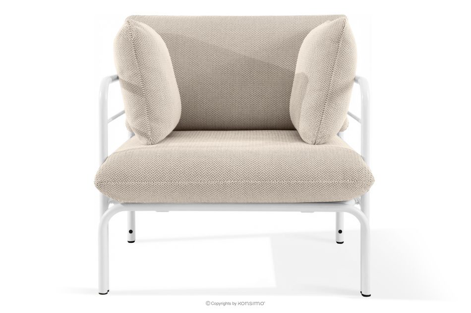 RAMBE Gartenmöbel-Set 2x Sessel, Dreisitzer-Sofa, Tisch weiß/beige/weiß weiß/beige/weiß - Foto 5