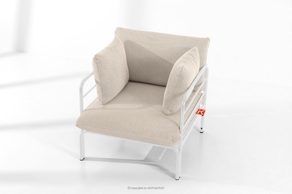 RAMBE Gartenmöbel-Set 2x Sessel, Dreisitzer-Sofa, Tisch weiß/beige/weiß weiß/beige/weiß - Foto 17