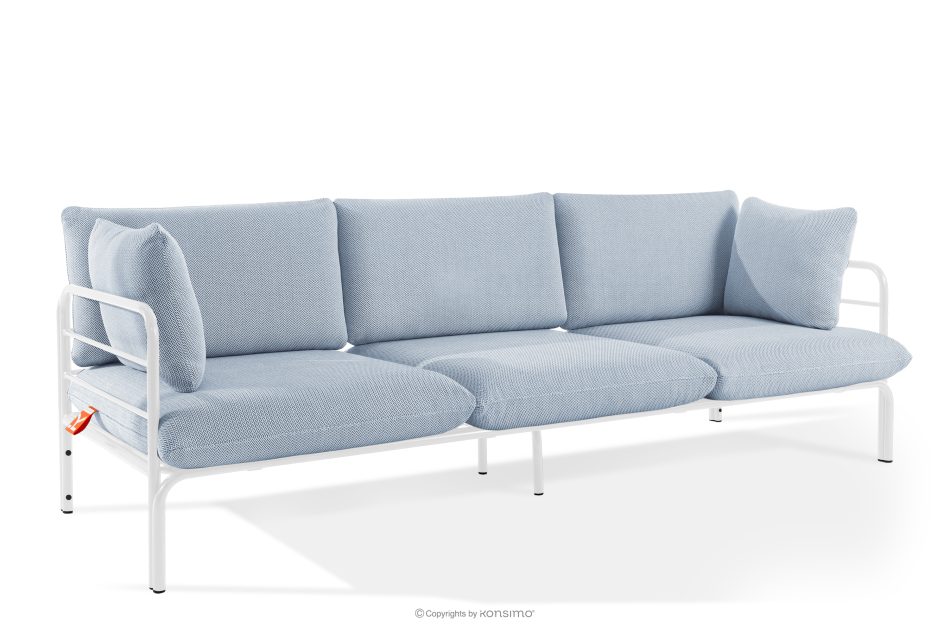 RAMBE Gartenmöbel-Set 2x Sessel, Dreisitzer-Sofa, Tisch weiß/hellblau/weiß weiß/hellblau/weiß - Foto 3