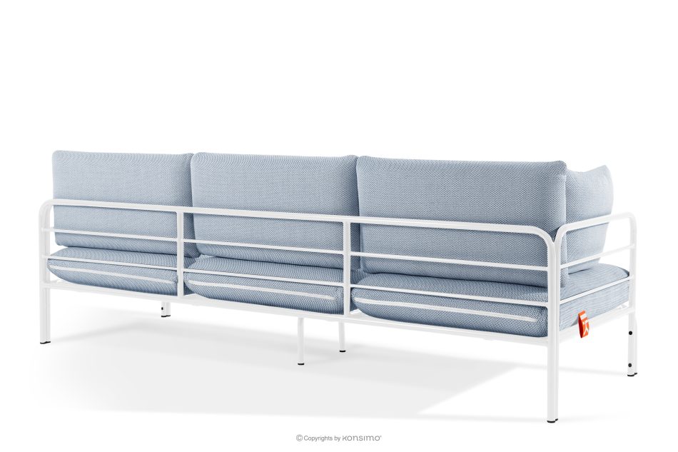 RAMBE Gartenmöbel-Set 2x Sessel, Dreisitzer-Sofa, Tisch weiß/hellblau/weiß weiß/hellblau/weiß - Foto 4