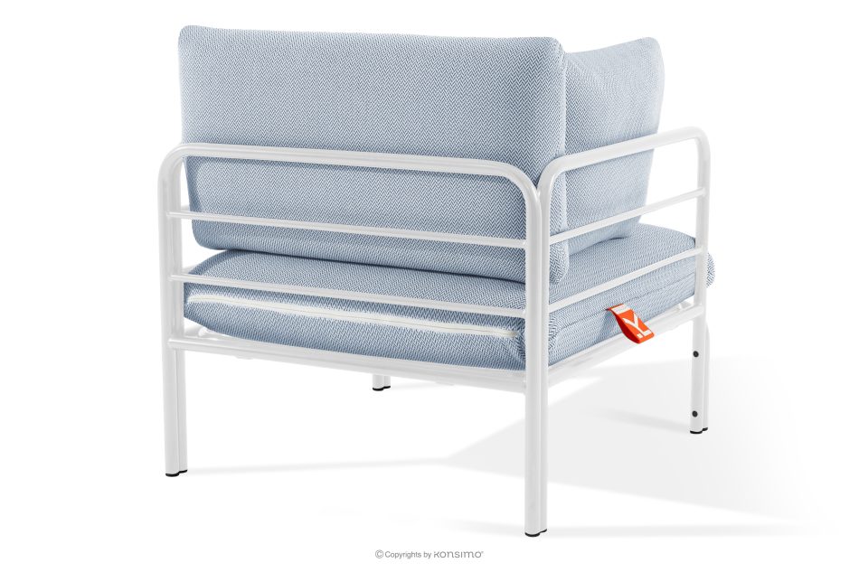 RAMBE Gartenmöbel-Set 2x Sessel, Dreisitzer-Sofa, Tisch weiß/hellblau/weiß weiß/hellblau/weiß - Foto 7