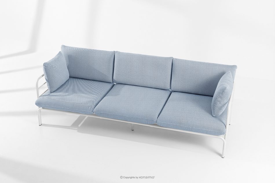 RAMBE Gartenmöbel-Set 2x Sessel, Dreisitzer-Sofa, Tisch weiß/hellblau/weiß weiß/hellblau/weiß - Foto 1