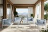 RAMBE Gartenmöbel-Set 2x Sessel, Dreisitzer-Sofa, Tisch weiß/hellblau/weiß weiß/hellblau/weiß - Foto 19