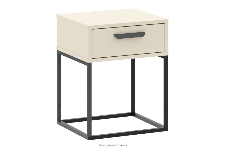 RECTUS Cremefarbener Nachttisch mit Schublade cremefarben/schwarz - Foto 0