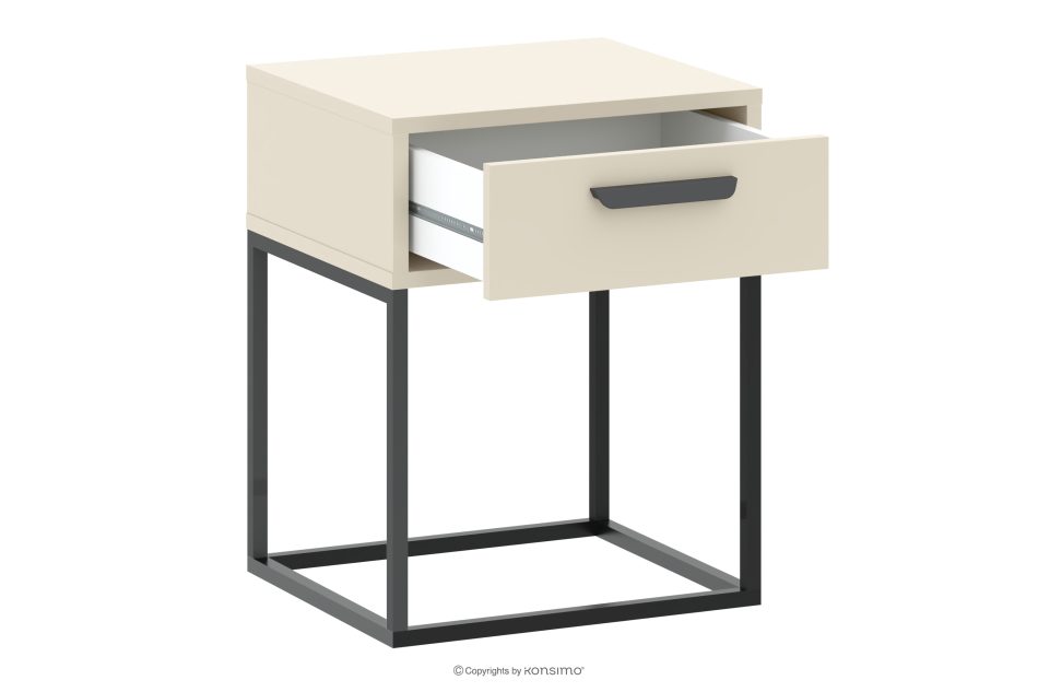 RECTUS Cremefarbener Nachttisch mit Schublade cremefarben/schwarz - Foto 2