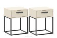 Cremefarbener Nachttisch mit Schublade 2 Stück