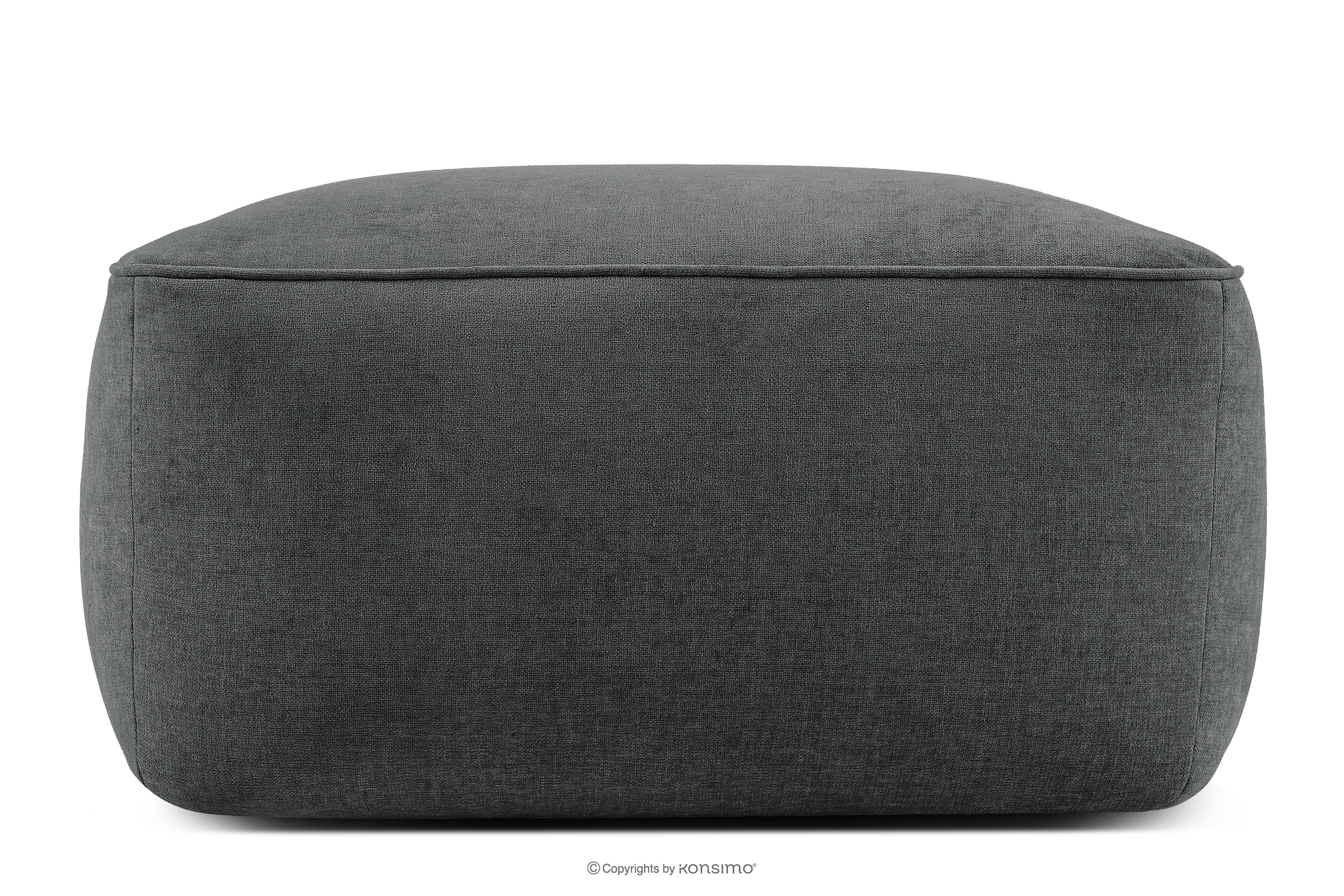 Weicher Sitzhocker aus anthrazitfarbenem Gewebestoff