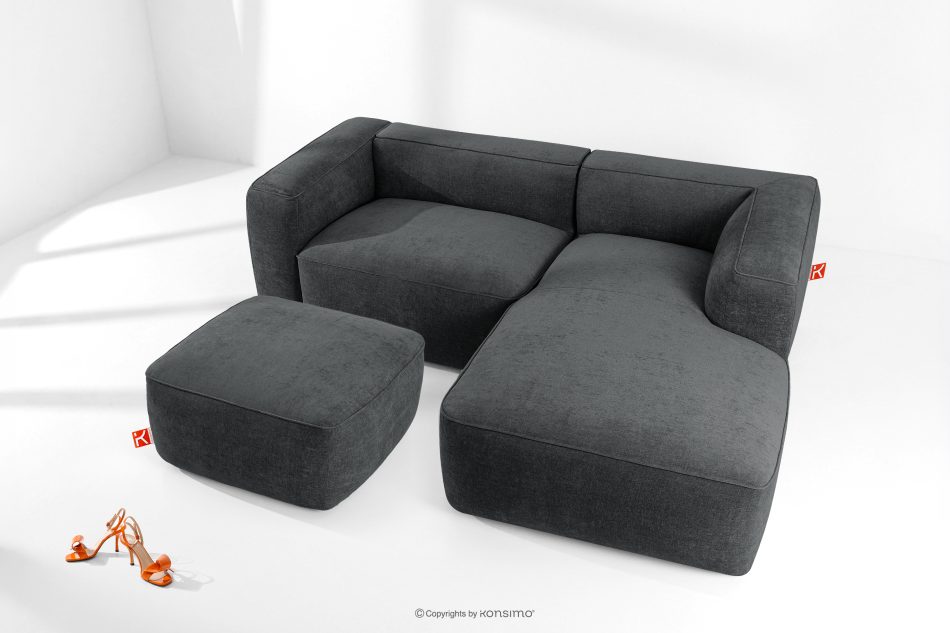 FUBBO Weicher Sitzhocker aus anthrazitfarbenem Gewebestoff anthrazit - Foto 4