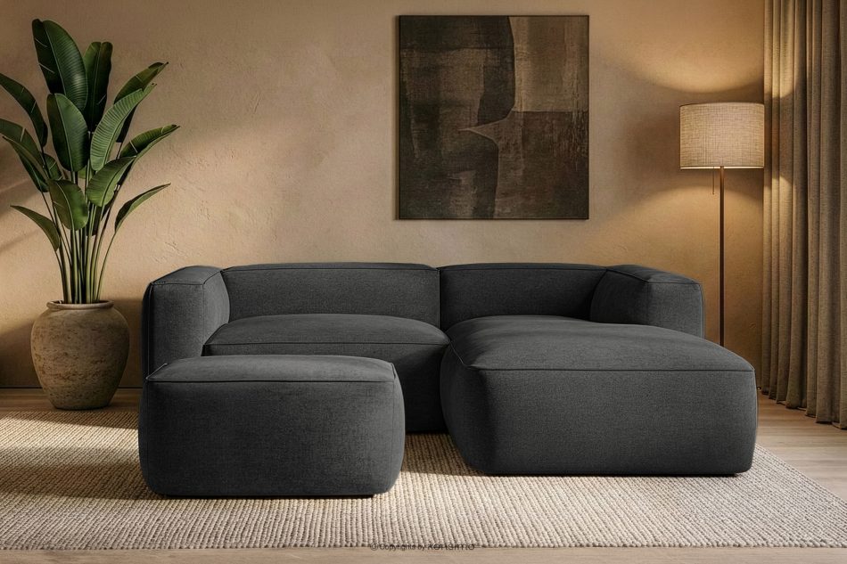 FUBBO Weicher Sitzhocker aus anthrazitfarbenem Gewebestoff anthrazit - Foto 5