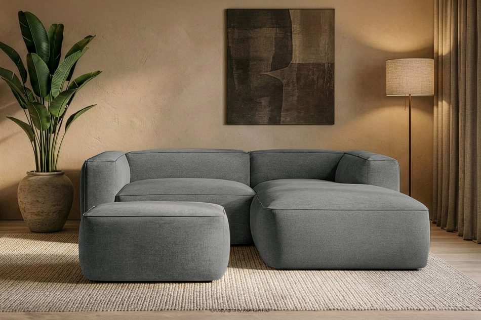 FUBBO Weicher Sitzhocker aus grauem Gewebestoff grau - Foto 5