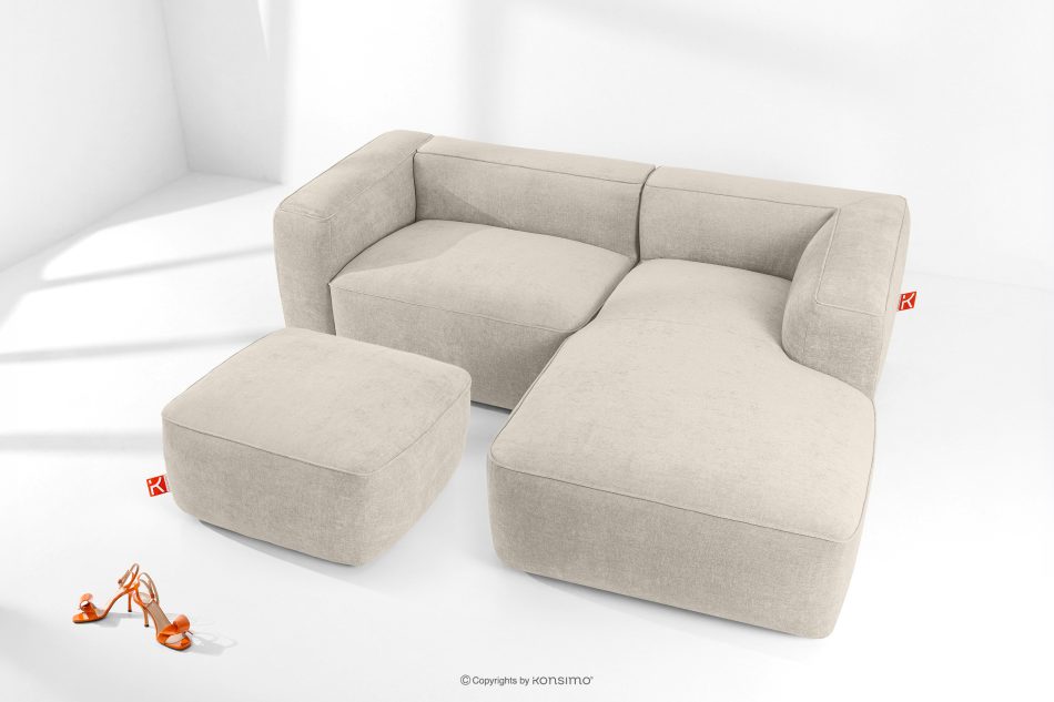 FUBBO Weicher Sitzhocker aus Gewebestoff in Ecru ecru - Foto 4