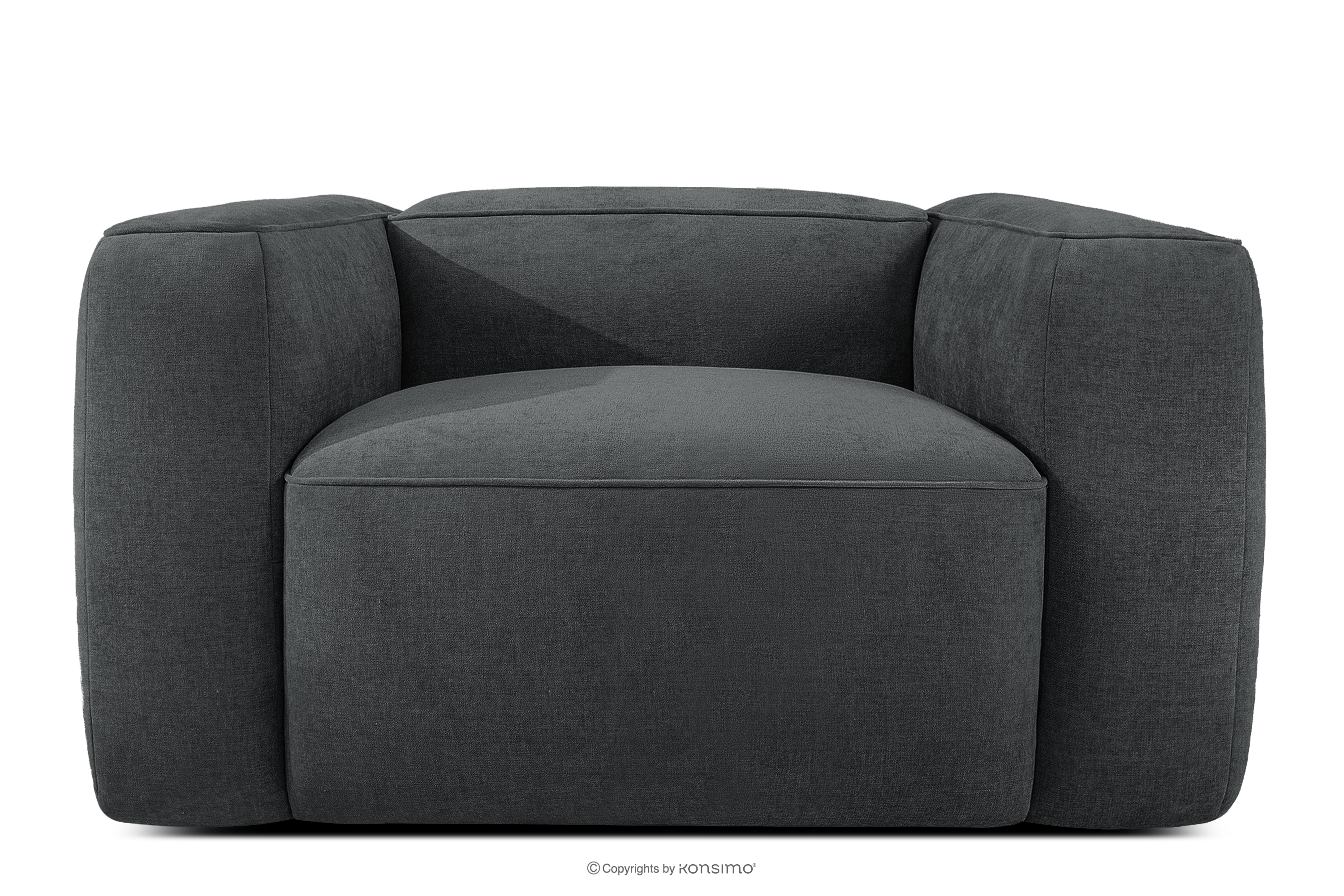 Weicher Sessel aus anthrazitfarbenem Gewebestoff