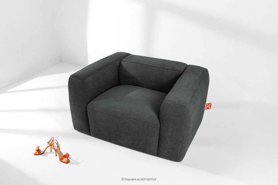 FUBBO Weicher Sessel aus anthrazitfarbenem Gewebestoff anthrazit - Foto 1