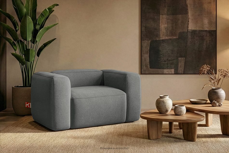 FUBBO Weicher Sessel aus grauem Gewebestoff grau - Foto 8