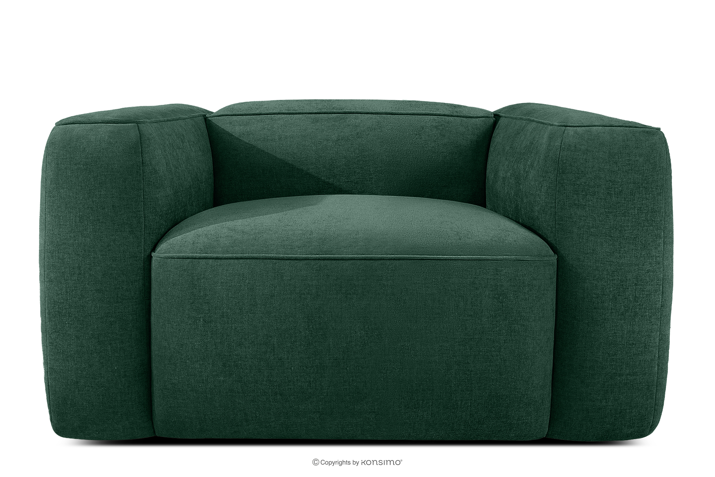 Weicher Sessel aus dunkelgrünem Gewebestoff