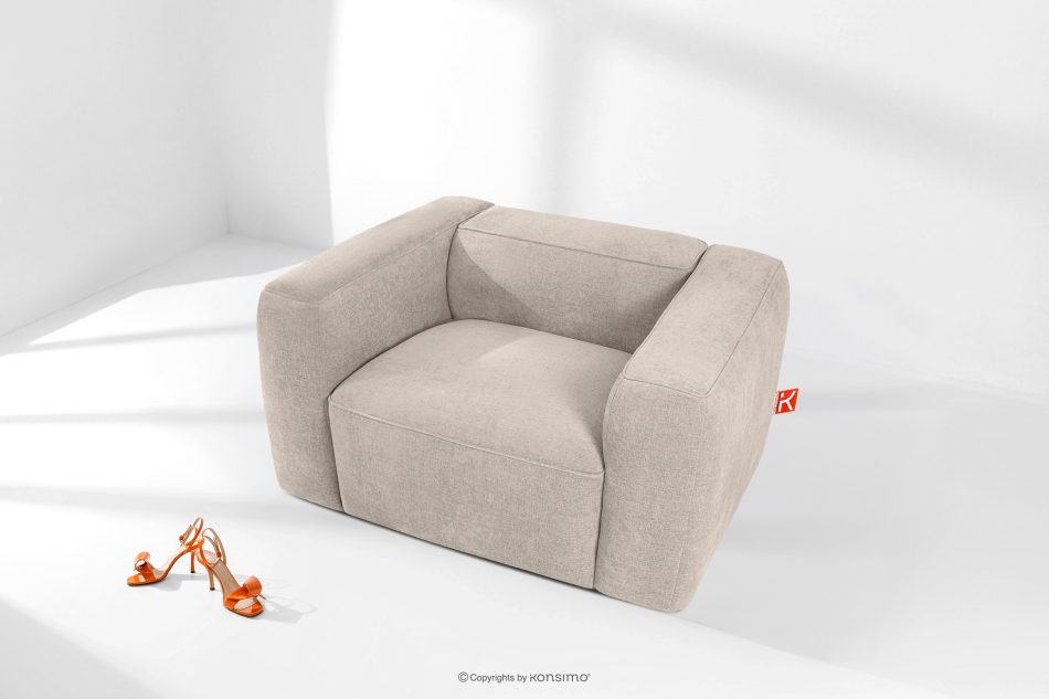 FUBBO Weicher Sessel aus cremefarbenem Gewebestoff cremefarben - Foto 1