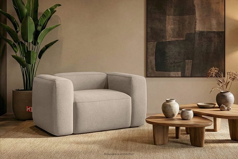 FUBBO Weicher Sessel aus cremefarbenem Gewebestoff cremefarben - Foto 8