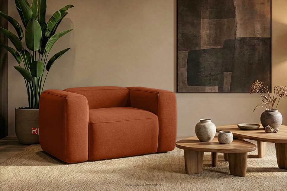 FUBBO Weicher Sessel aus rotem Gewebestoff rotbraun - Foto 8