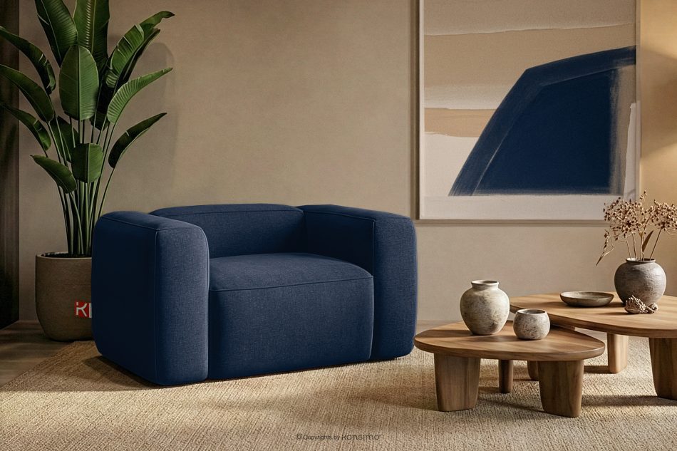 FUBBO Weicher Sessel aus dunkelblauem Gewebestoff marineblau - Foto 8