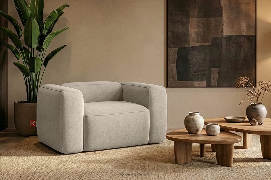 FUBBO Weicher Sessel aus ecrufarbenem Gewebestoff ecru - Foto 8