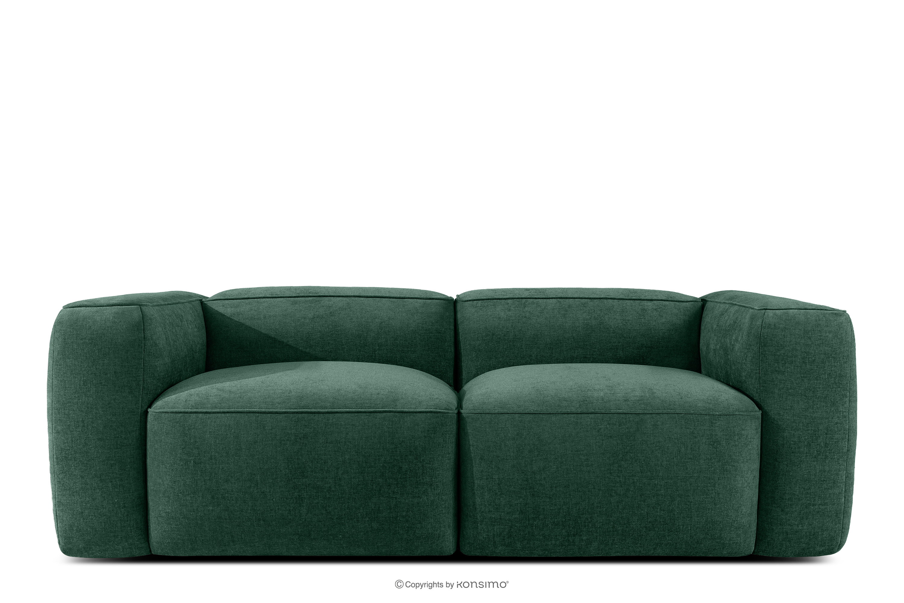 Weiches Zweisitzer-Sofa aus dunkelgrünem Gewebestoff