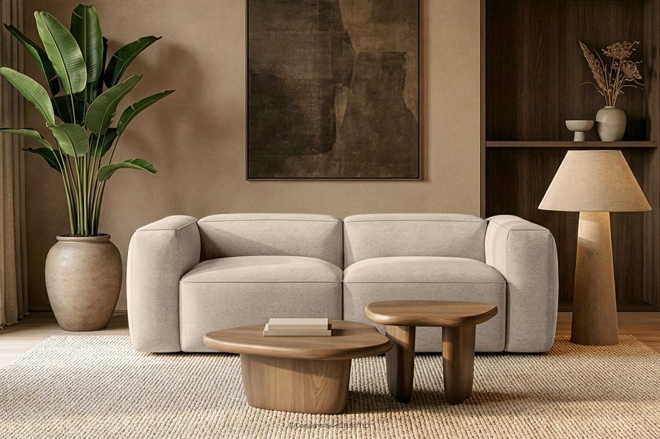 FUBBO Weiches Zweisitzer-Sofa aus einem Gewebestoff in Creme cremefarben - Foto 11
