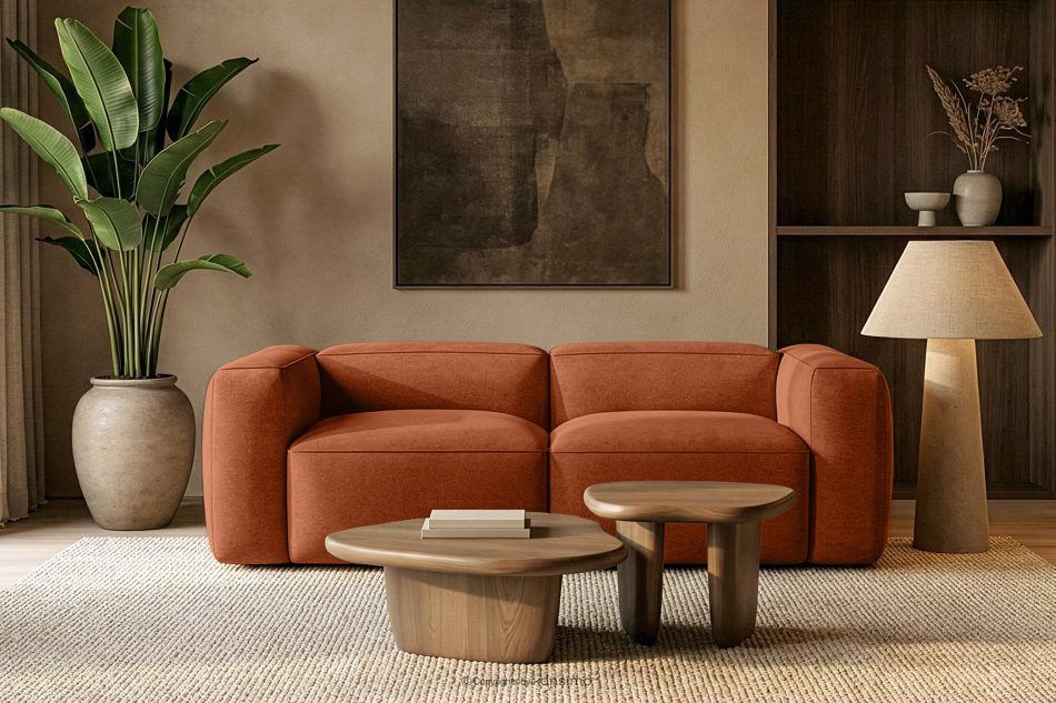 FUBBO Weiches Zweisitzer-Sofa aus rotem Gewebestoff rotbraun - Foto 11