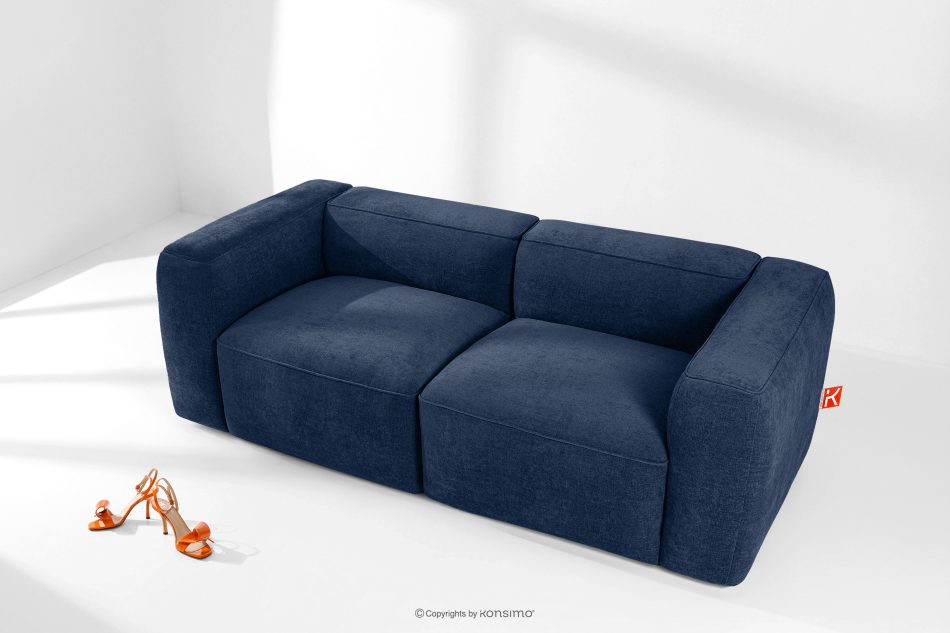 FUBBO Weiches Zweisitzer-Sofa aus dunkelblauem Gewebestoff marineblau - Foto 1