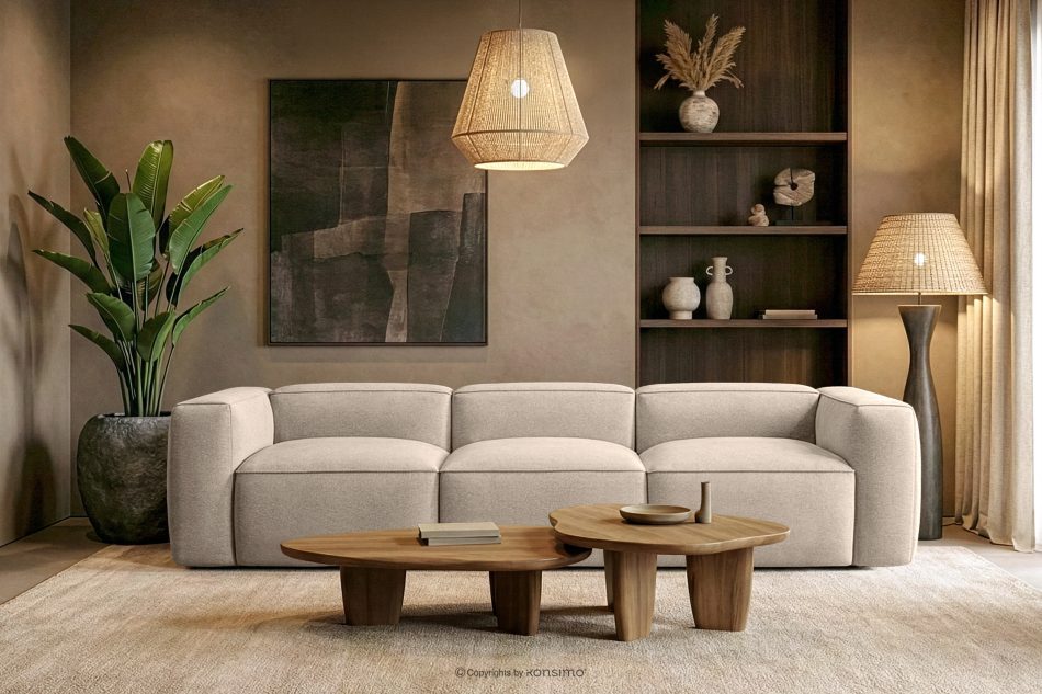 FUBBO Weiches Dreisitzer-Sofa aus einem Gewebestoff in Creme cremefarben - Foto 11