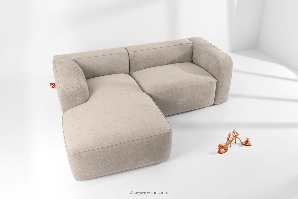 FUBBO Weiches Ecksofa aus Gewebestoff links cremefarben cremefarben - Foto 1