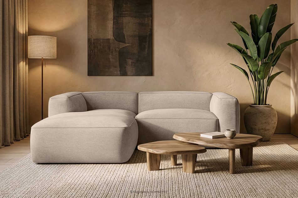 FUBBO Weiches Ecksofa aus Gewebestoff links cremefarben cremefarben - Foto 11