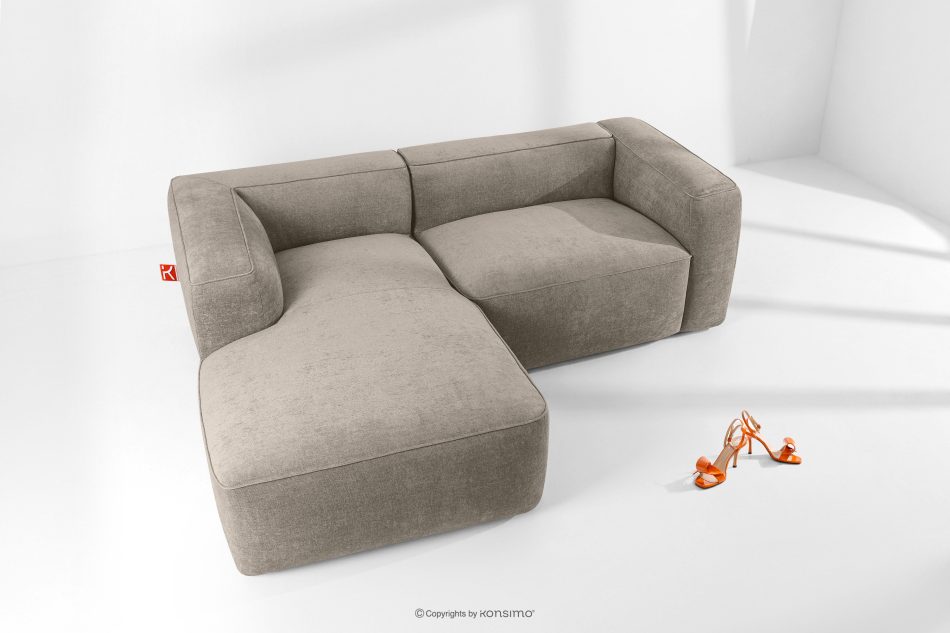FUBBO Weiches Ecksofa aus Gewebestoff links beige beige - Foto 1