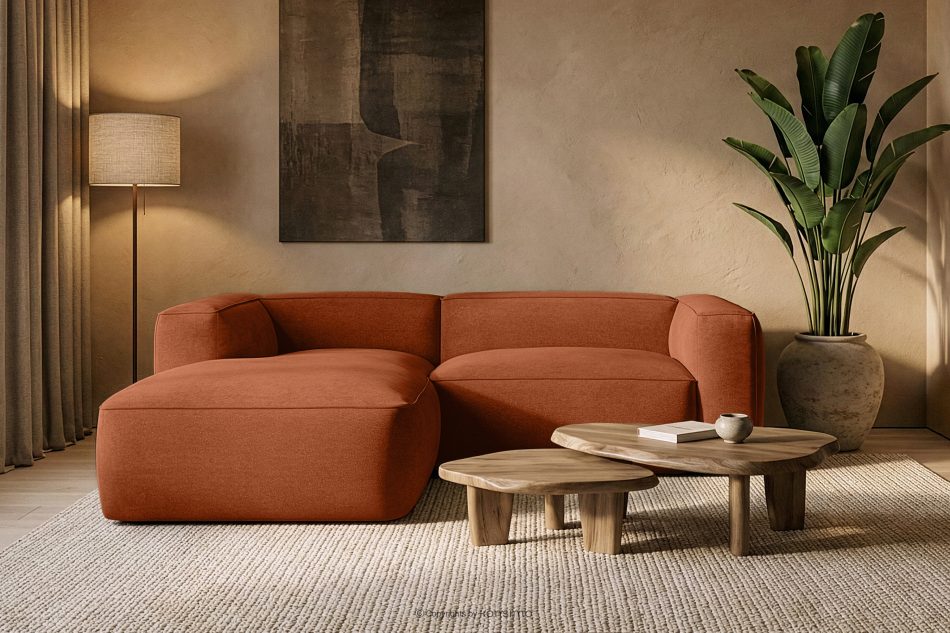 FUBBO Weiches Ecksofa aus Gewebestoff links rot rotbraun - Foto 11