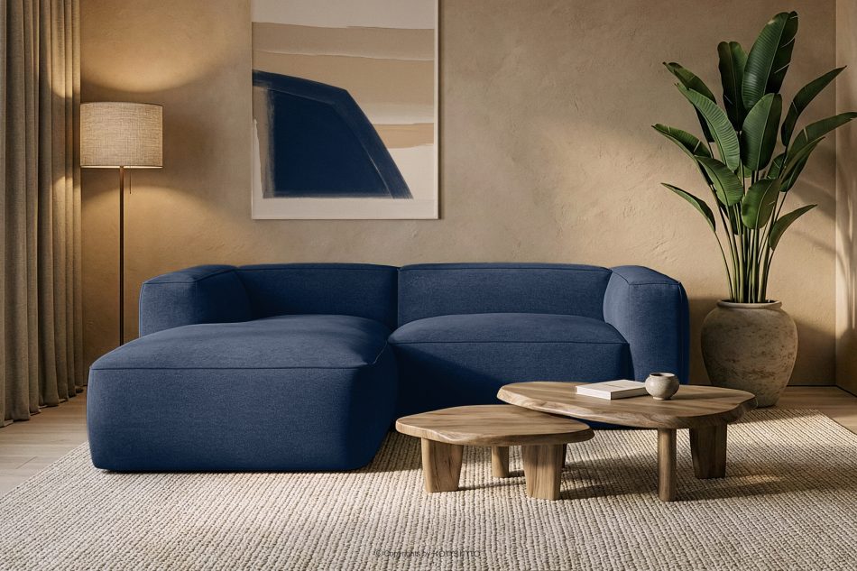 FUBBO Weiches Ecksofa aus Gewebestoff links marineblau marineblau - Foto 11