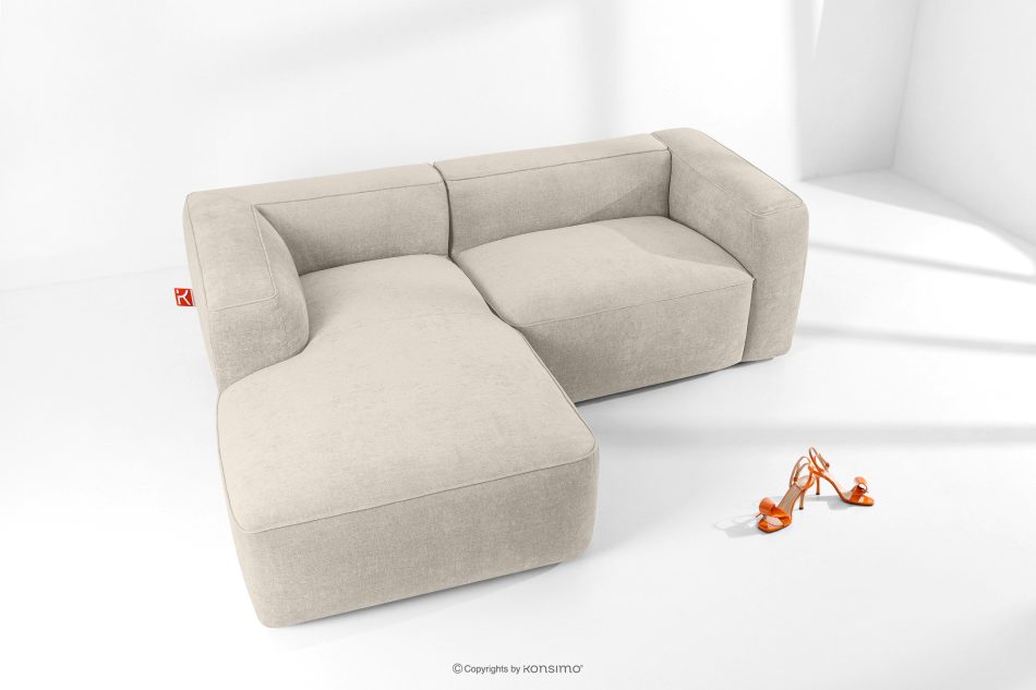 FUBBO Weiches Ecksofa aus Gewebestoff links ecru ecru - Foto 1