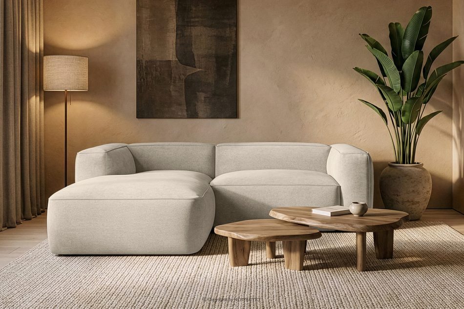 FUBBO Weiches Ecksofa aus Gewebestoff links ecru ecru - Foto 11