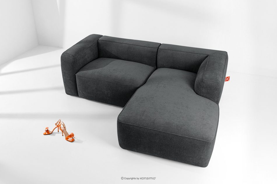 FUBBO Weiches Ecksofa aus Gewebestoff rechts anthrazit anthrazit - Foto 1