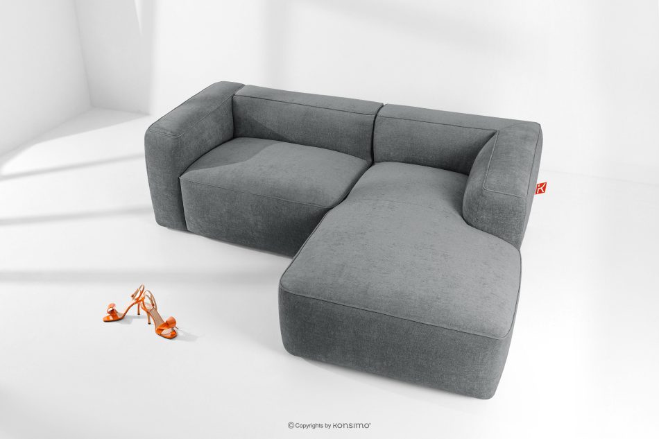 FUBBO Weiches Ecksofa aus Gewebestoff rechts grau grau - Foto 1