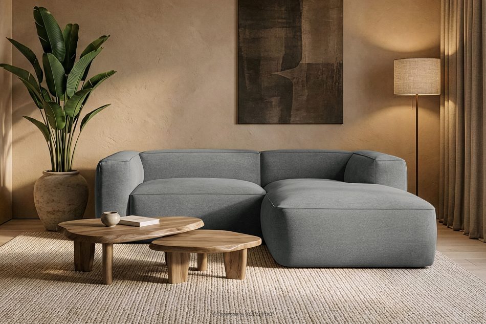 FUBBO Weiches Ecksofa aus Gewebestoff rechts grau grau - Foto 11