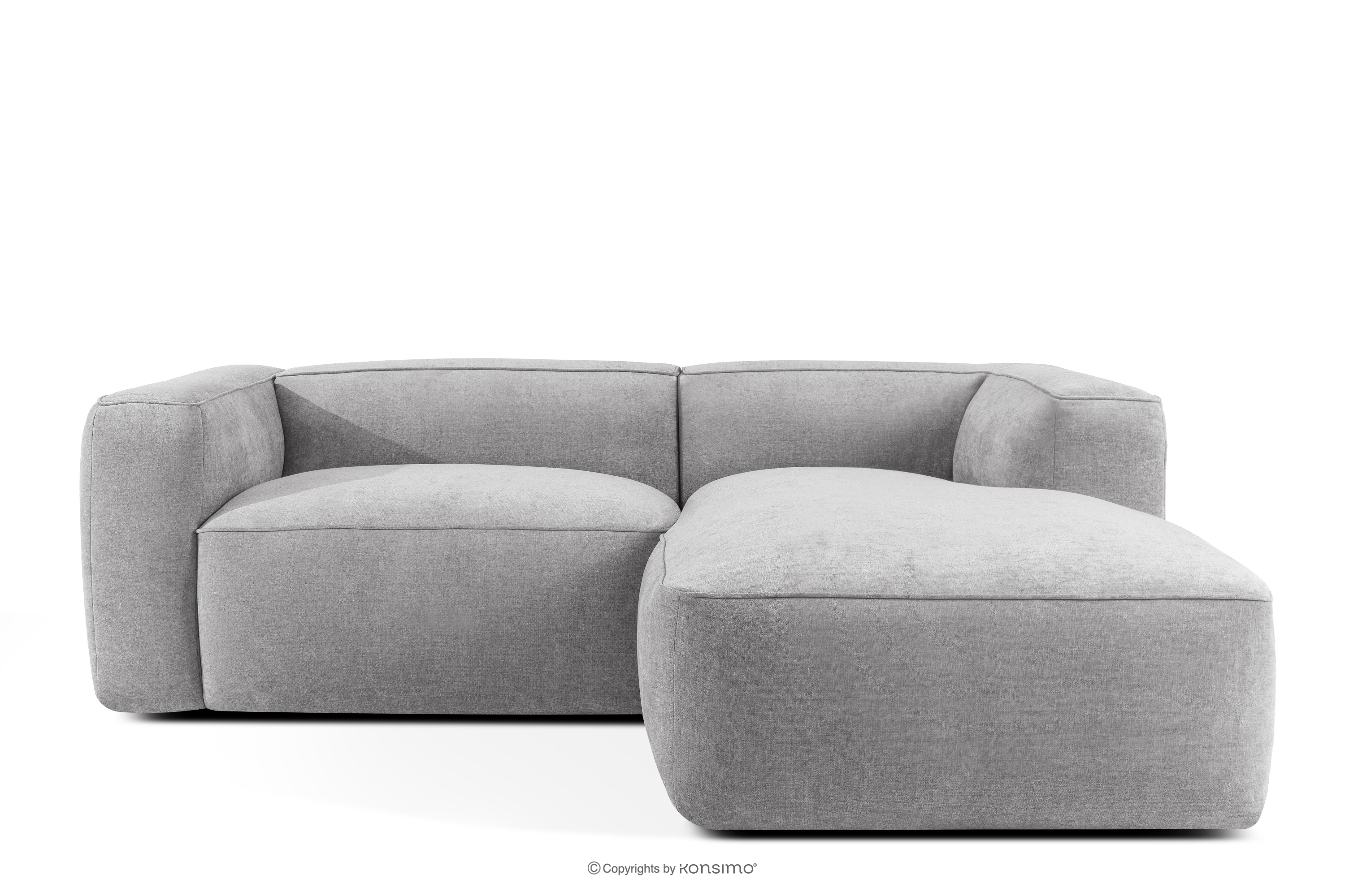 Weiches Ecksofa aus Gewebestoff rechts hellgrau