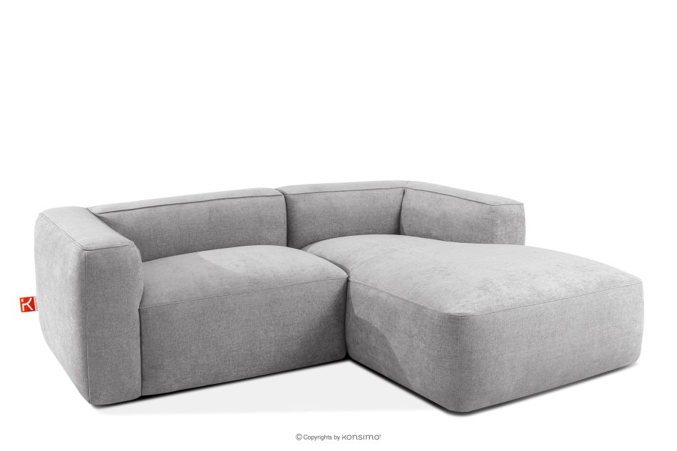 FUBBO Weiches Ecksofa aus Gewebestoff rechts hellgrau hellgrau - Foto 2