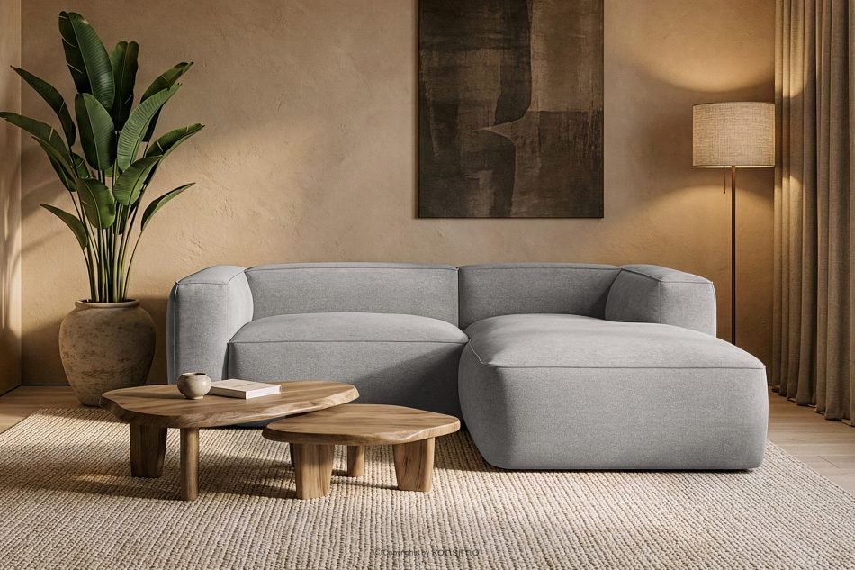 FUBBO Weiches Ecksofa aus Gewebestoff rechts hellgrau hellgrau - Foto 11